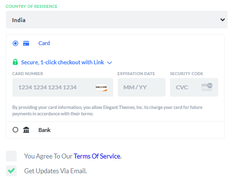 Elegant Themes payment