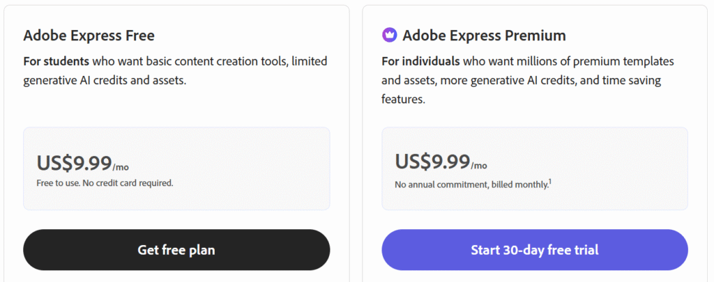 Adobe Express Plans