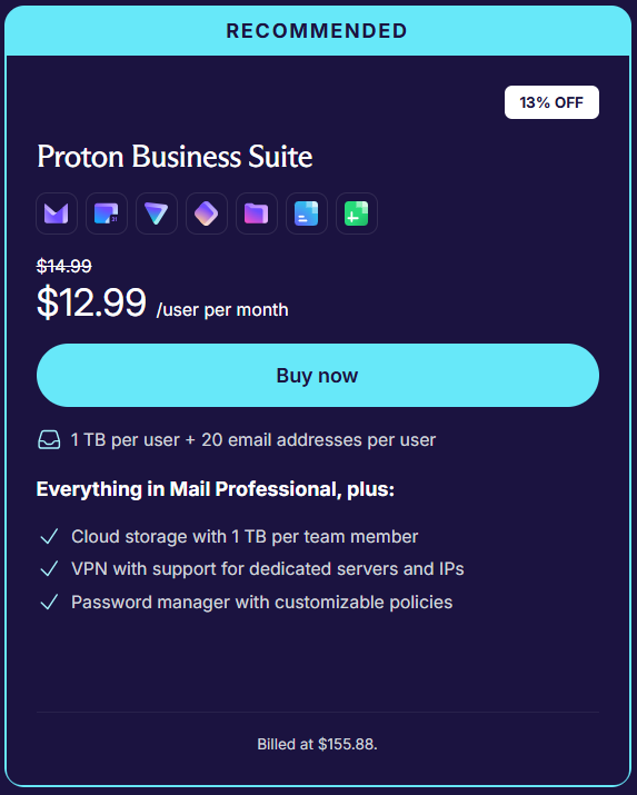 Proton Business Suite Price