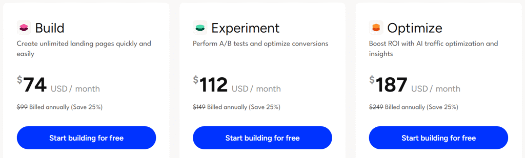 Unbounce Pricing Plans